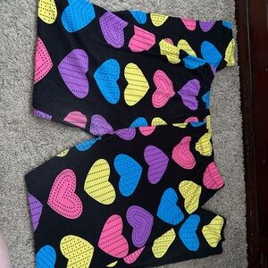 Black Shorts with Neon Heart Print